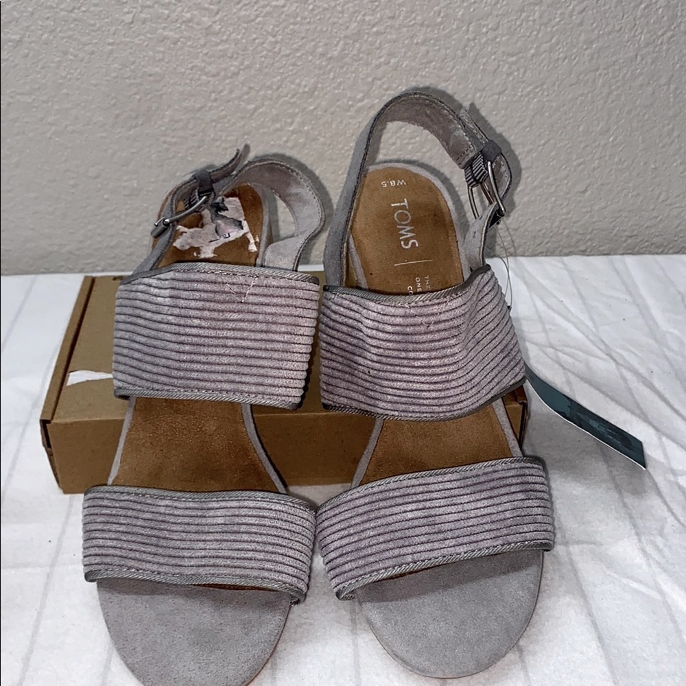 TOMS Poppy Sandal (Women, TOMS‎ Women's Gray Sandals, Highheel Size 8.5